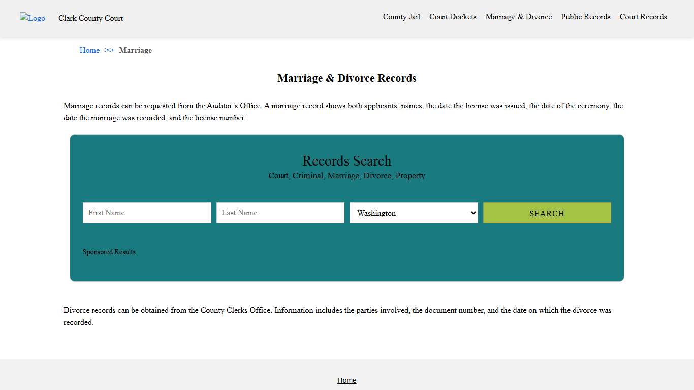 Marriage & Divorce Records | Clark County Court